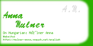 anna mulner business card